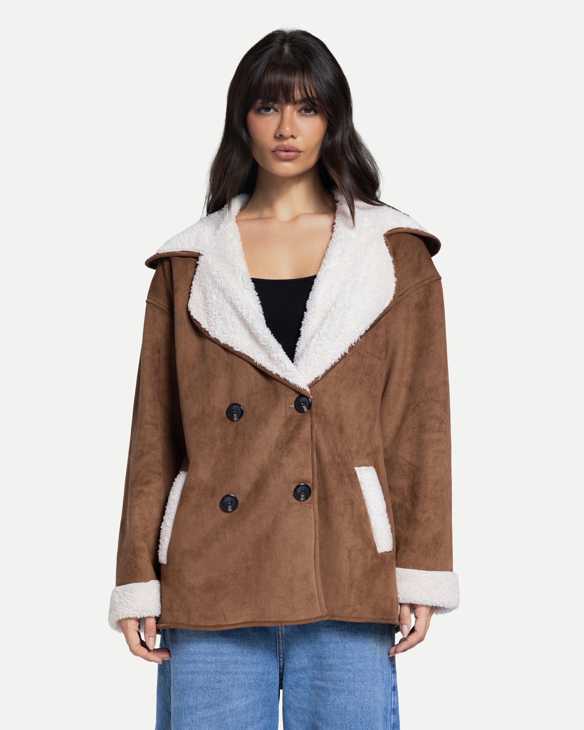 Soft Sherpa Coat -Cafe