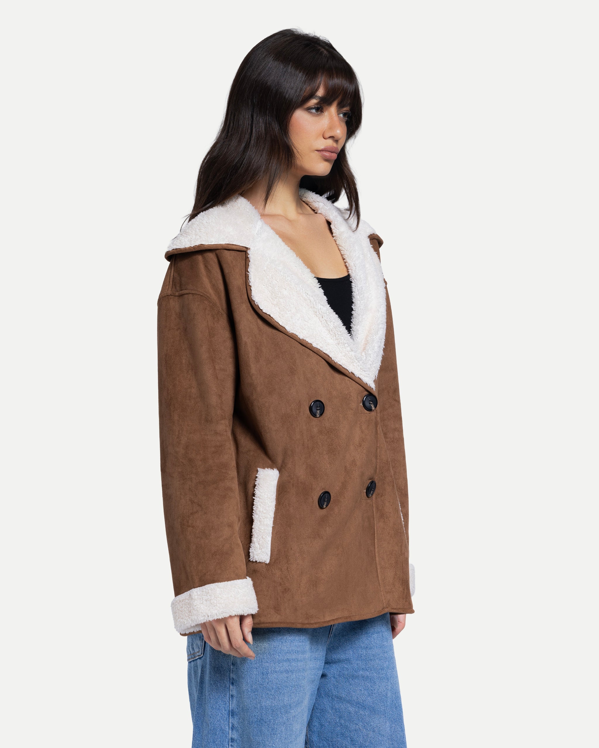 Soft Sherpa Coat -Cafe