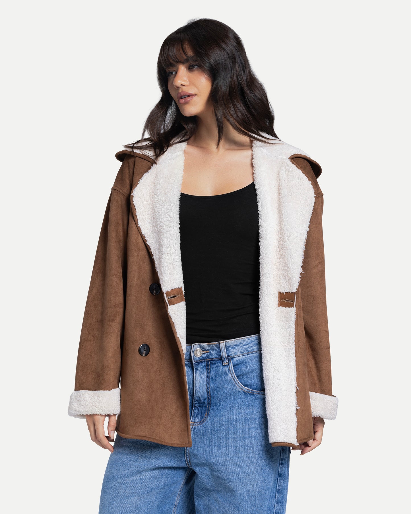 Soft Sherpa Coat -Cafe