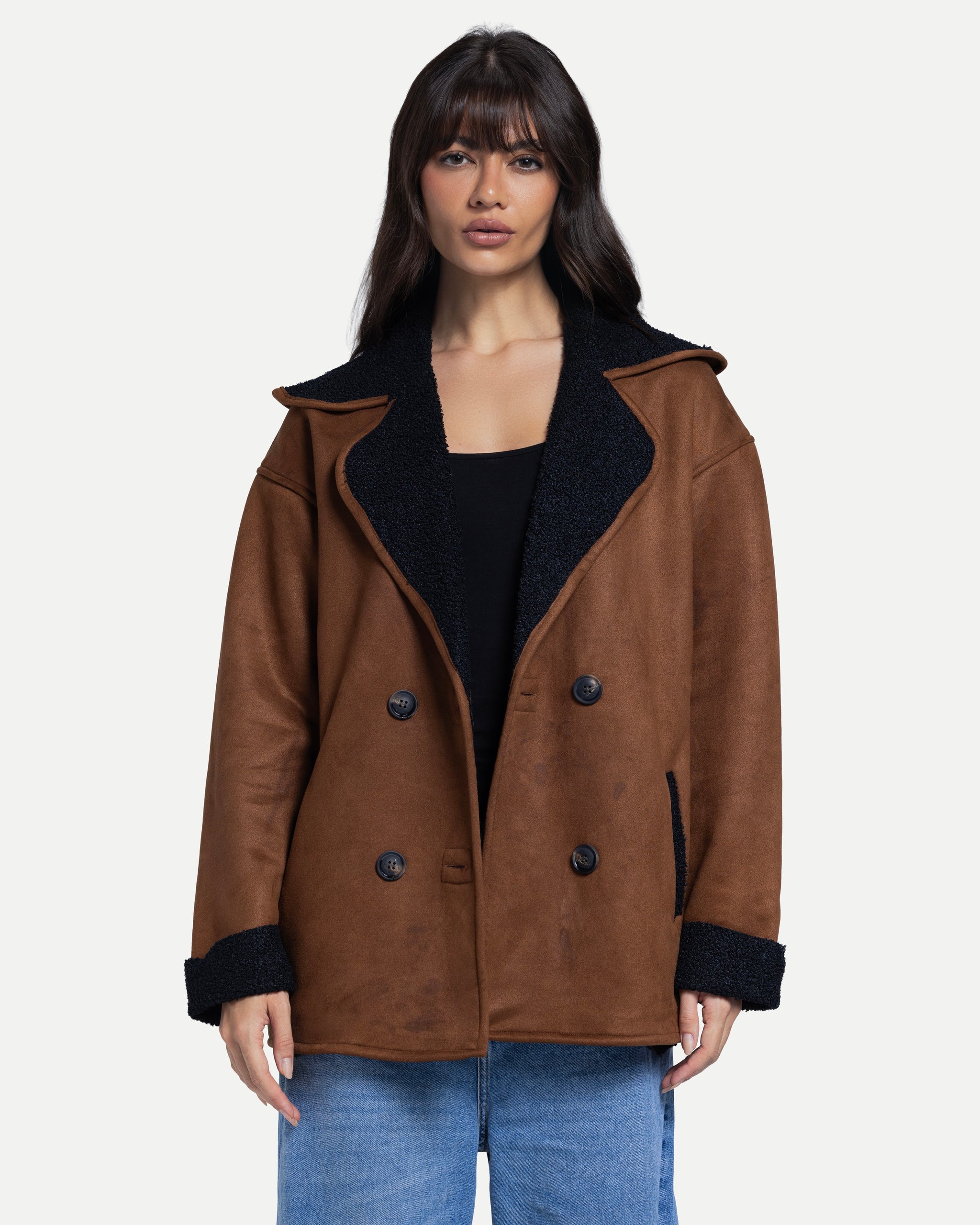 Soft Sherpa Coat -Brown