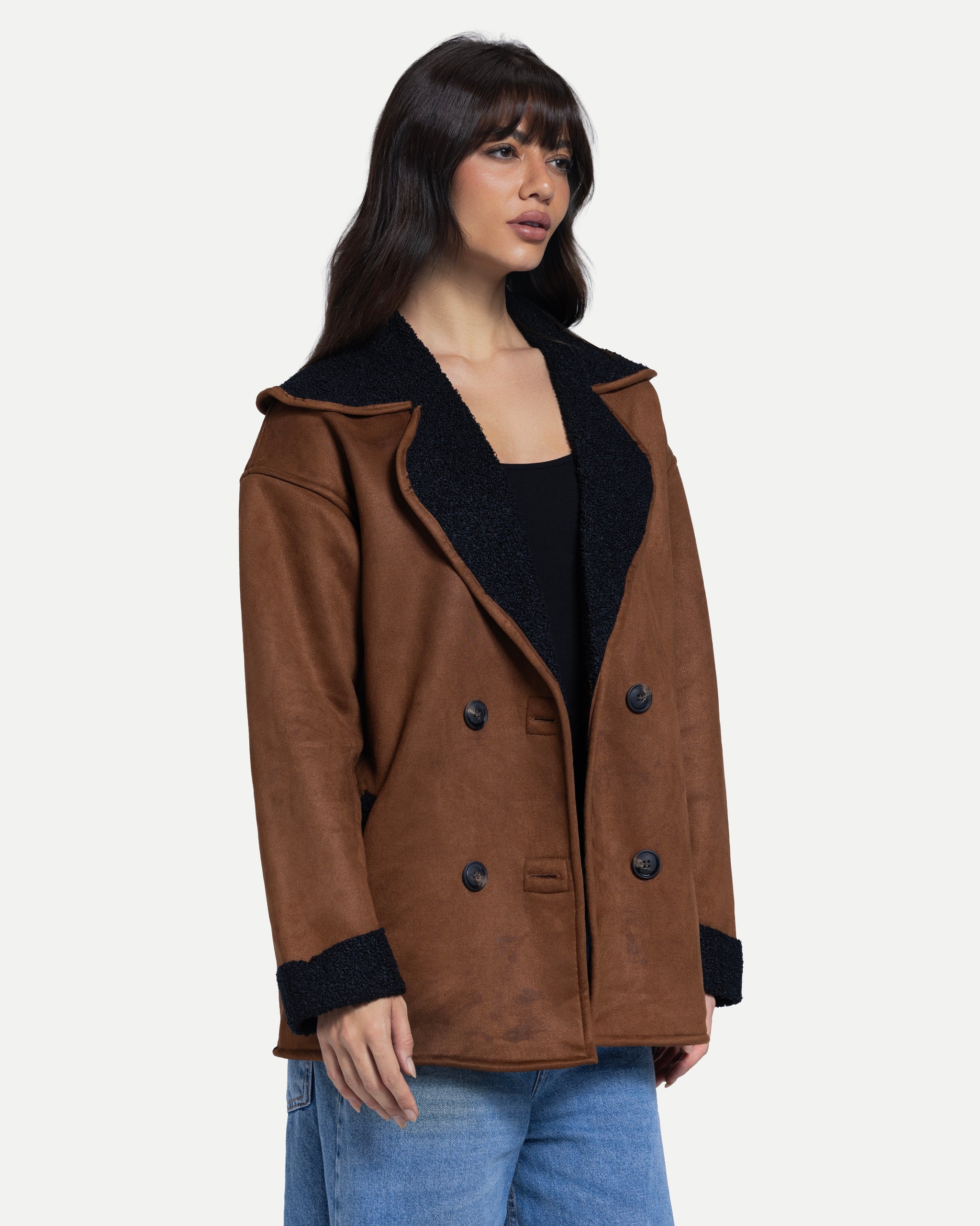 Soft Sherpa Coat -Brown