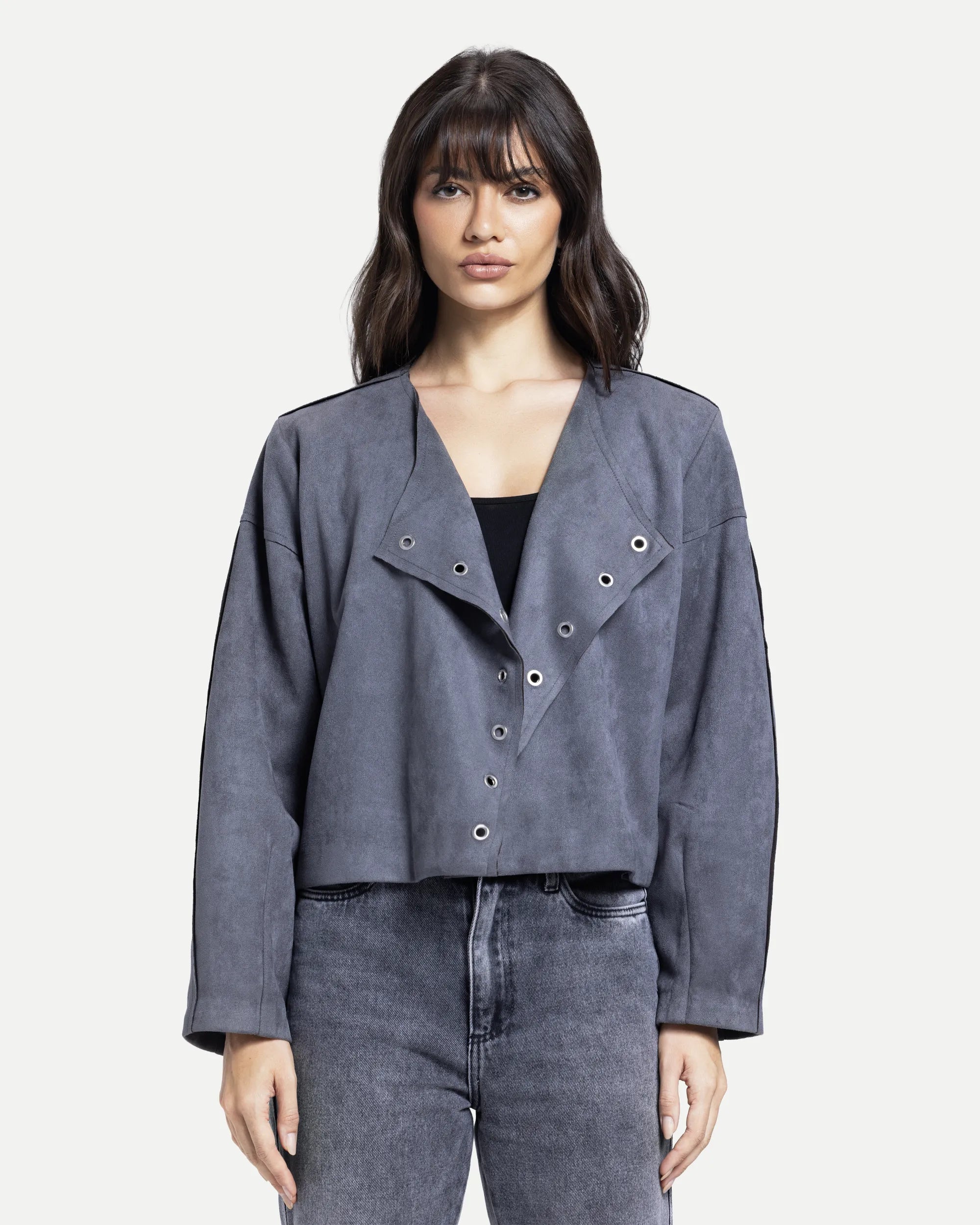 Luna Suede Top -Gray