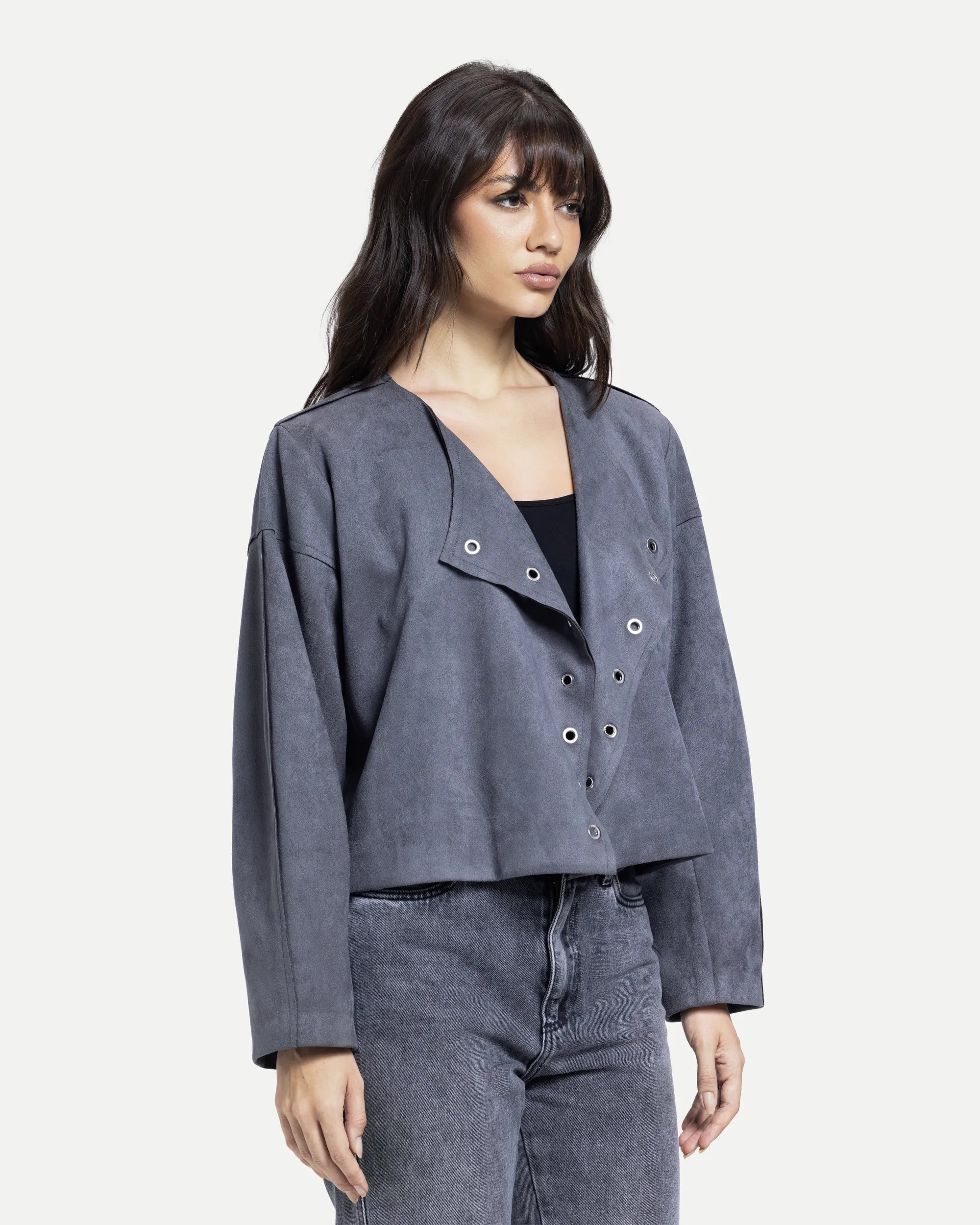 Luna Suede Top -Gray