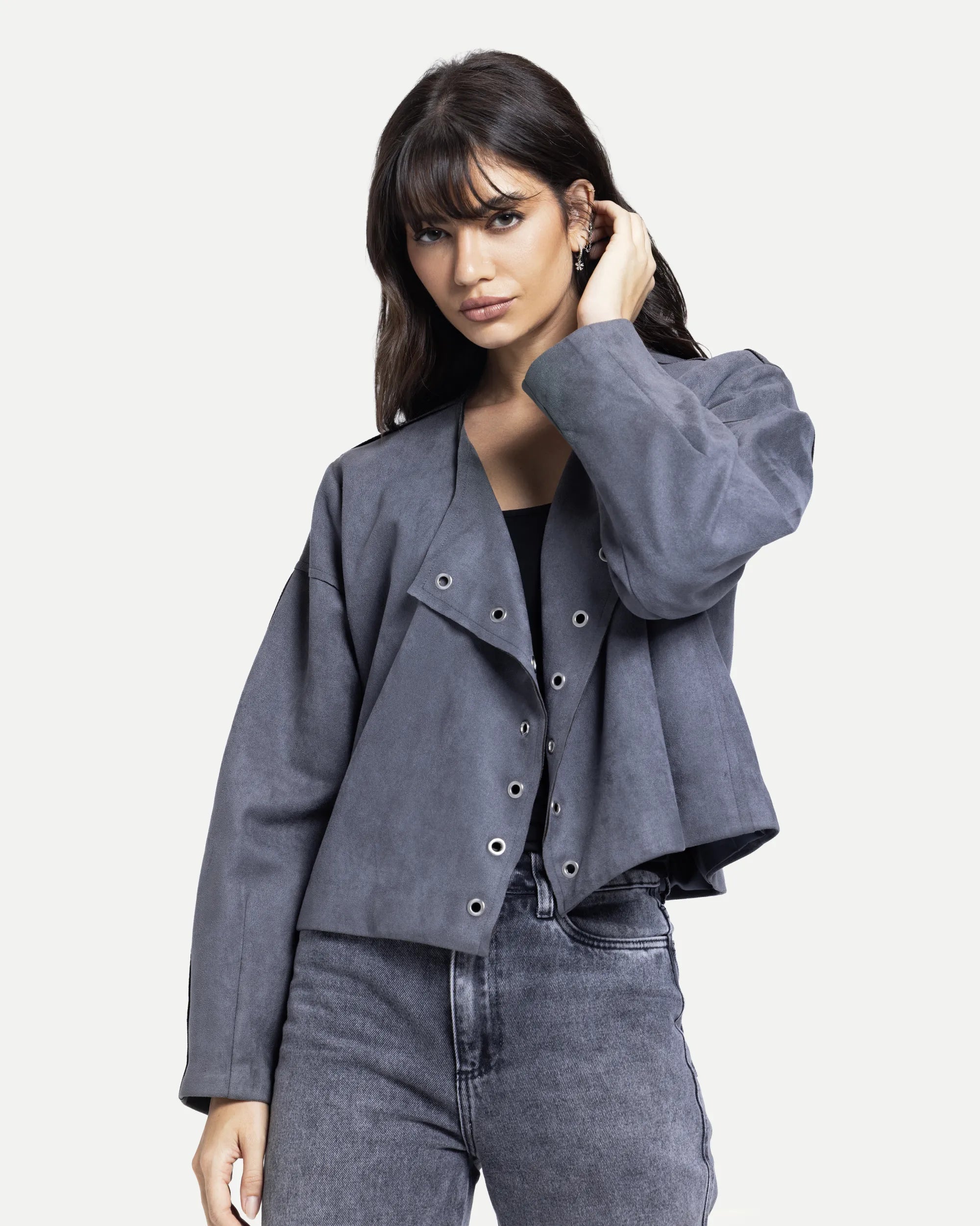 Luna Suede Top -Gray