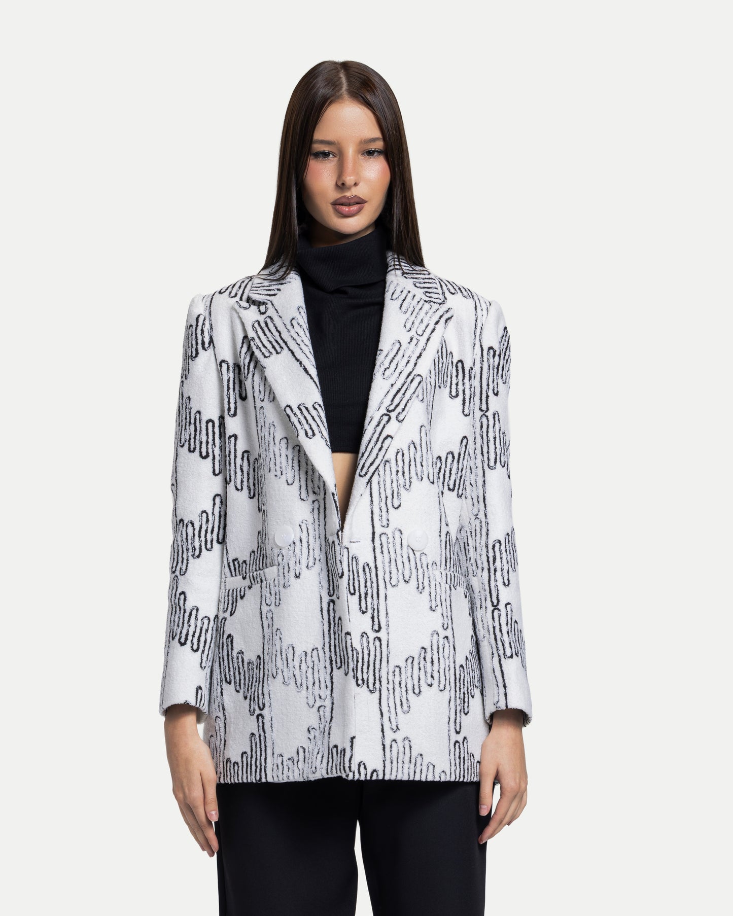 Pattern Blazer -White