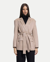 The Soft-Structure Belted Blazer -Beige
