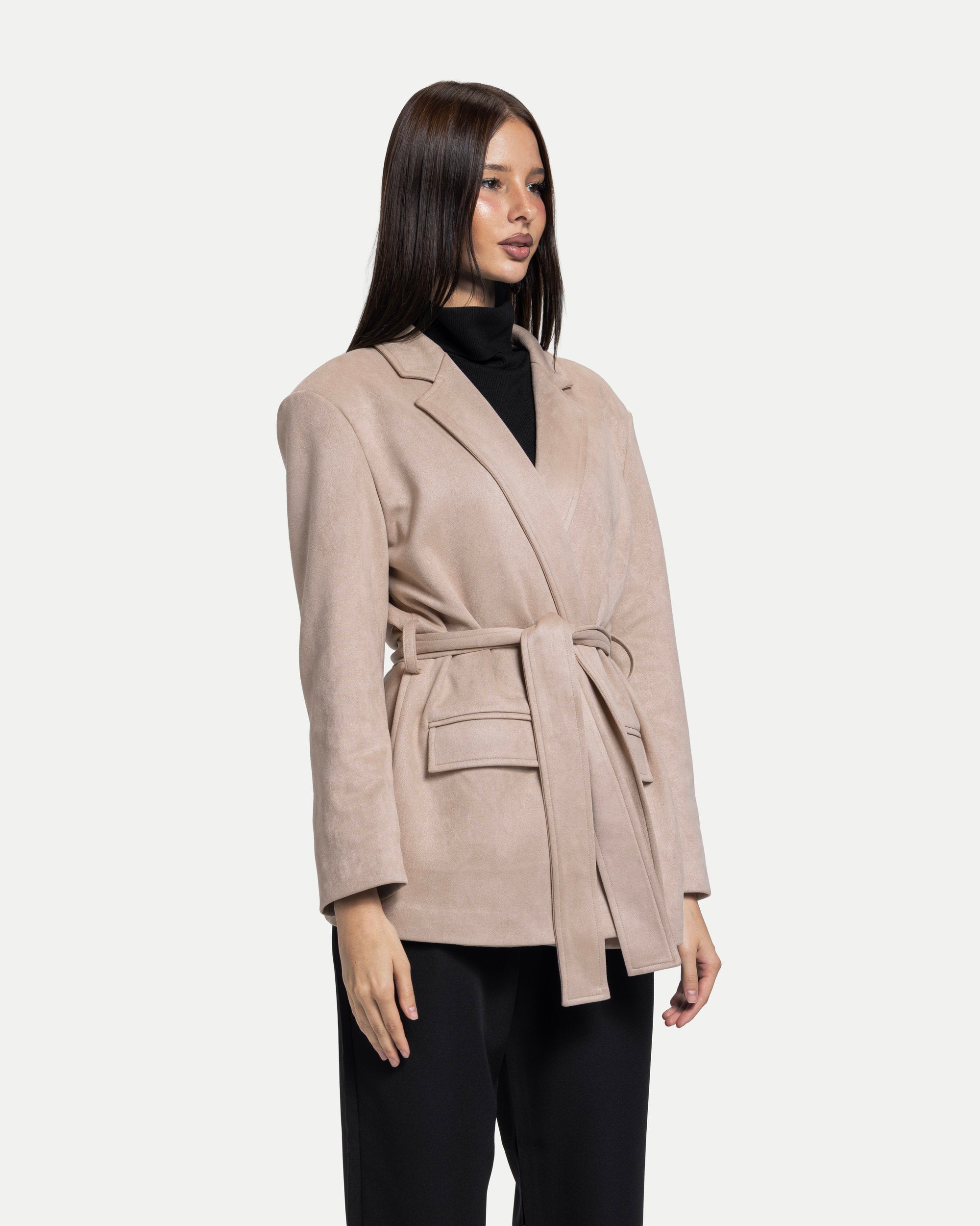 The Soft-Structure Belted Blazer -Beige