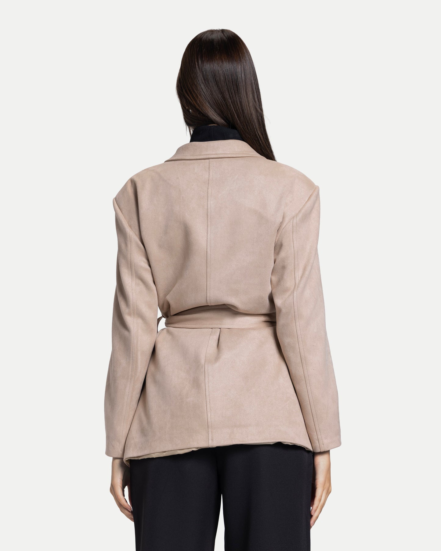 The Soft-Structure Belted Blazer -Beige