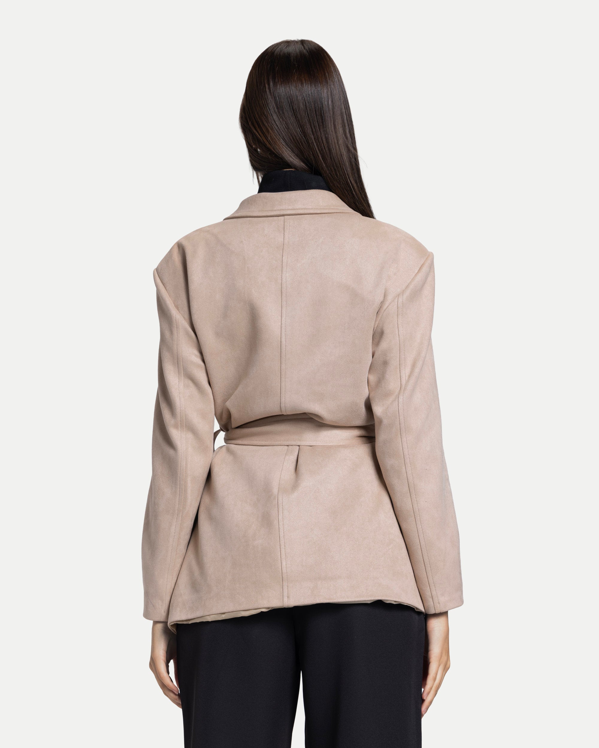 The Soft-Structure Belted Blazer -Beige
