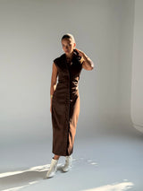 Vanguard Faux Leather Maxi -Brown