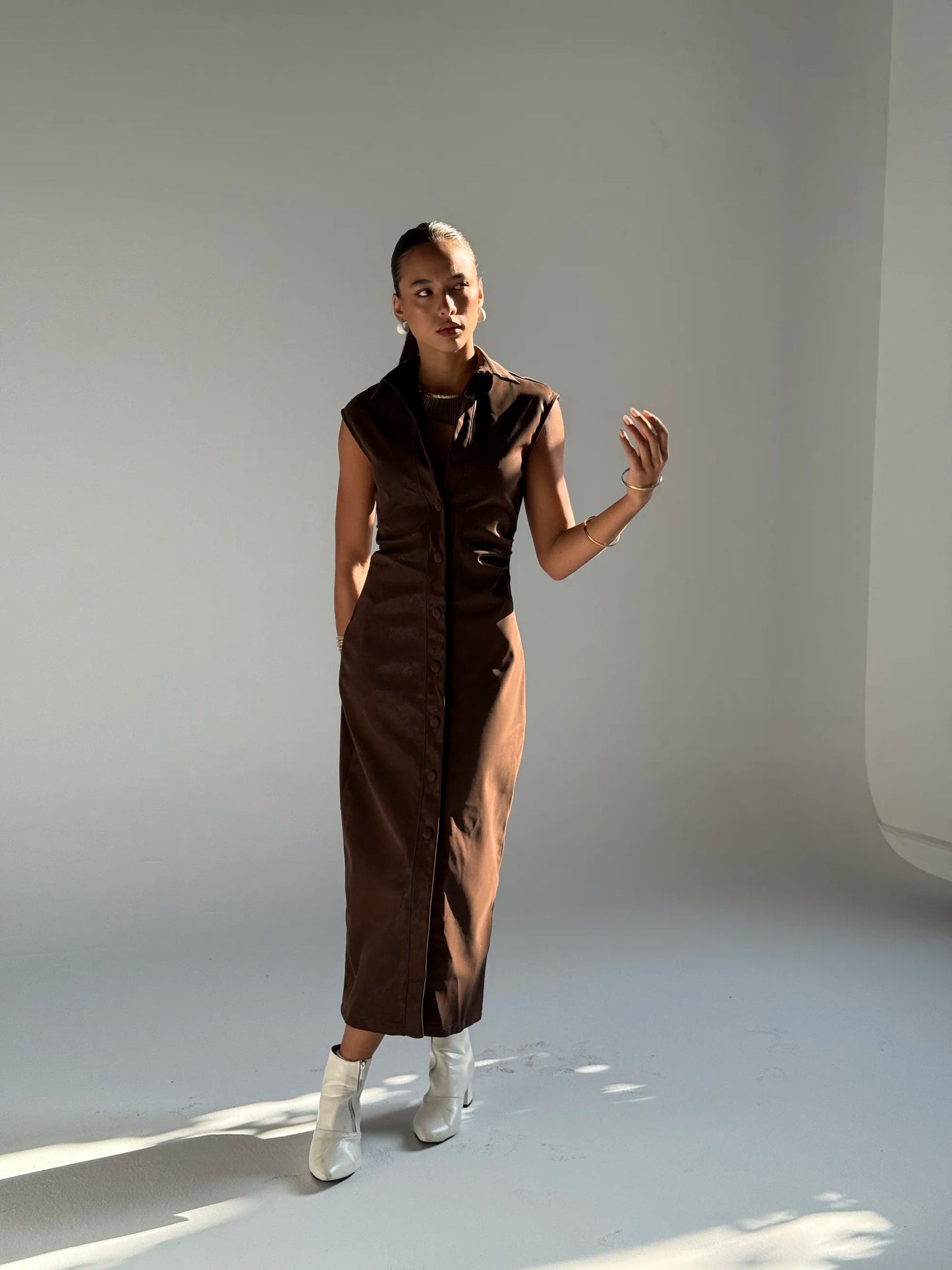 Vanguard Faux Leather Maxi -Brown