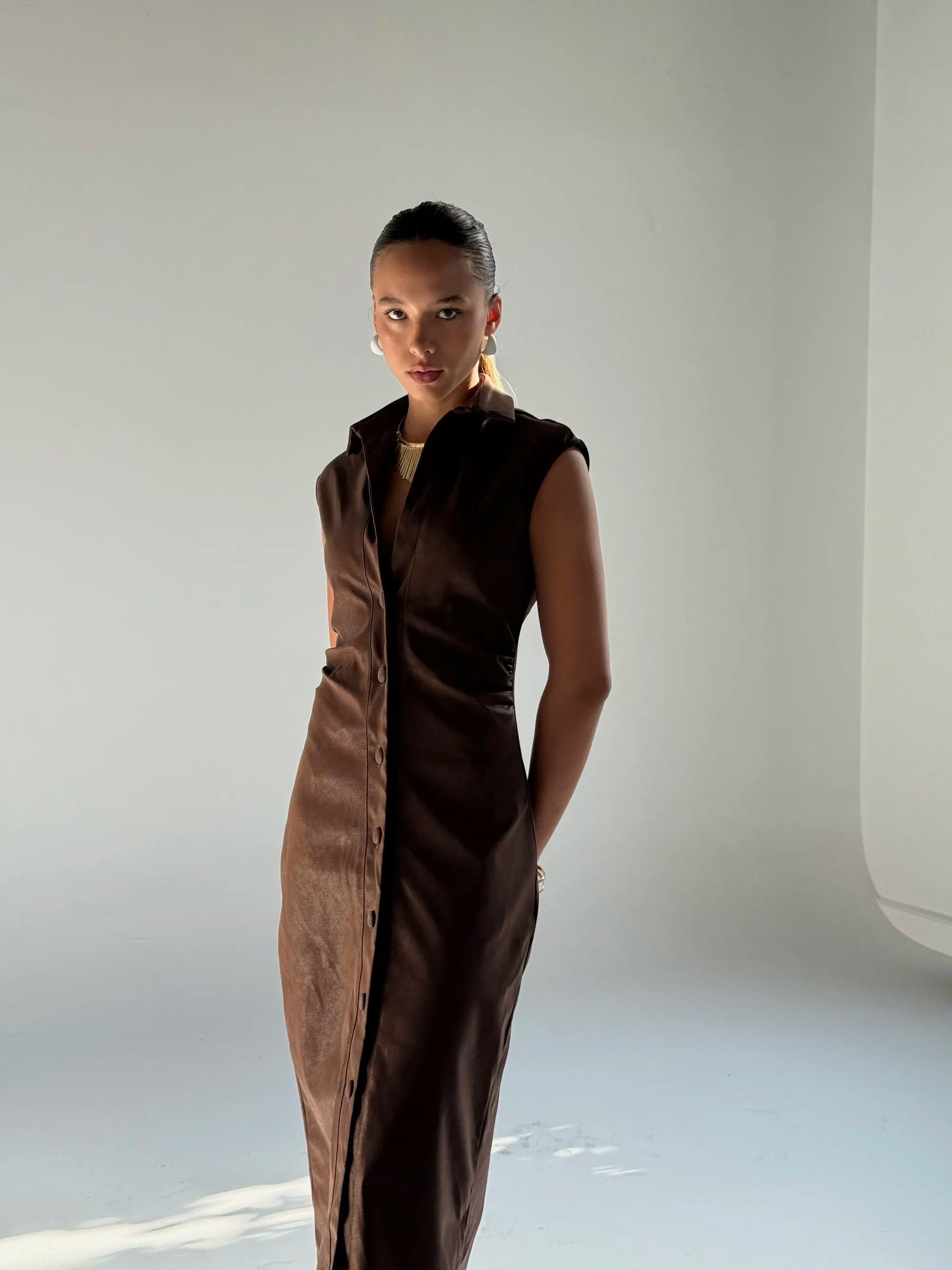 Vanguard Faux Leather Maxi -Brown