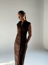 Vanguard Faux Leather Maxi -Brown