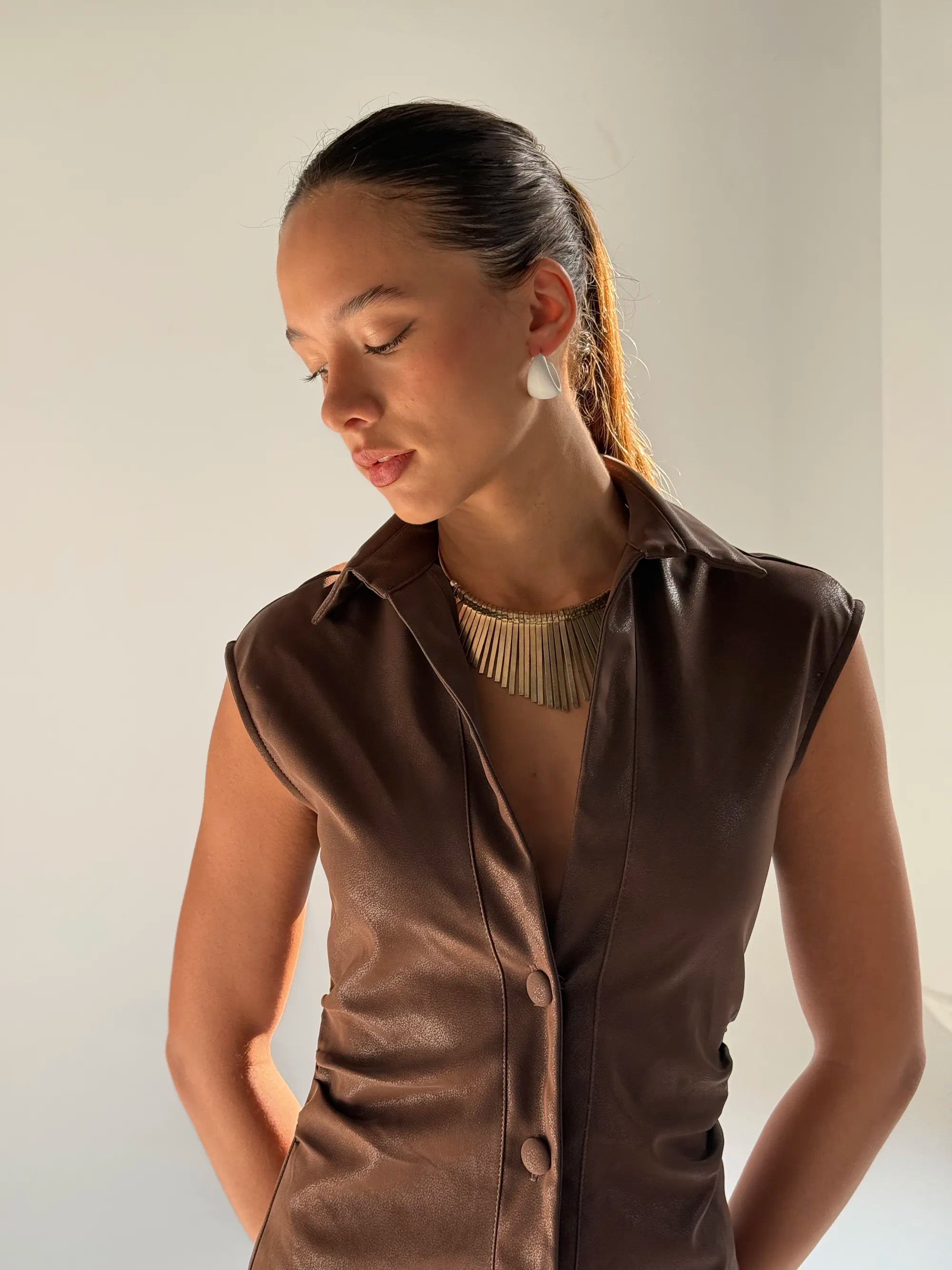 Vanguard Faux Leather Maxi -Brown