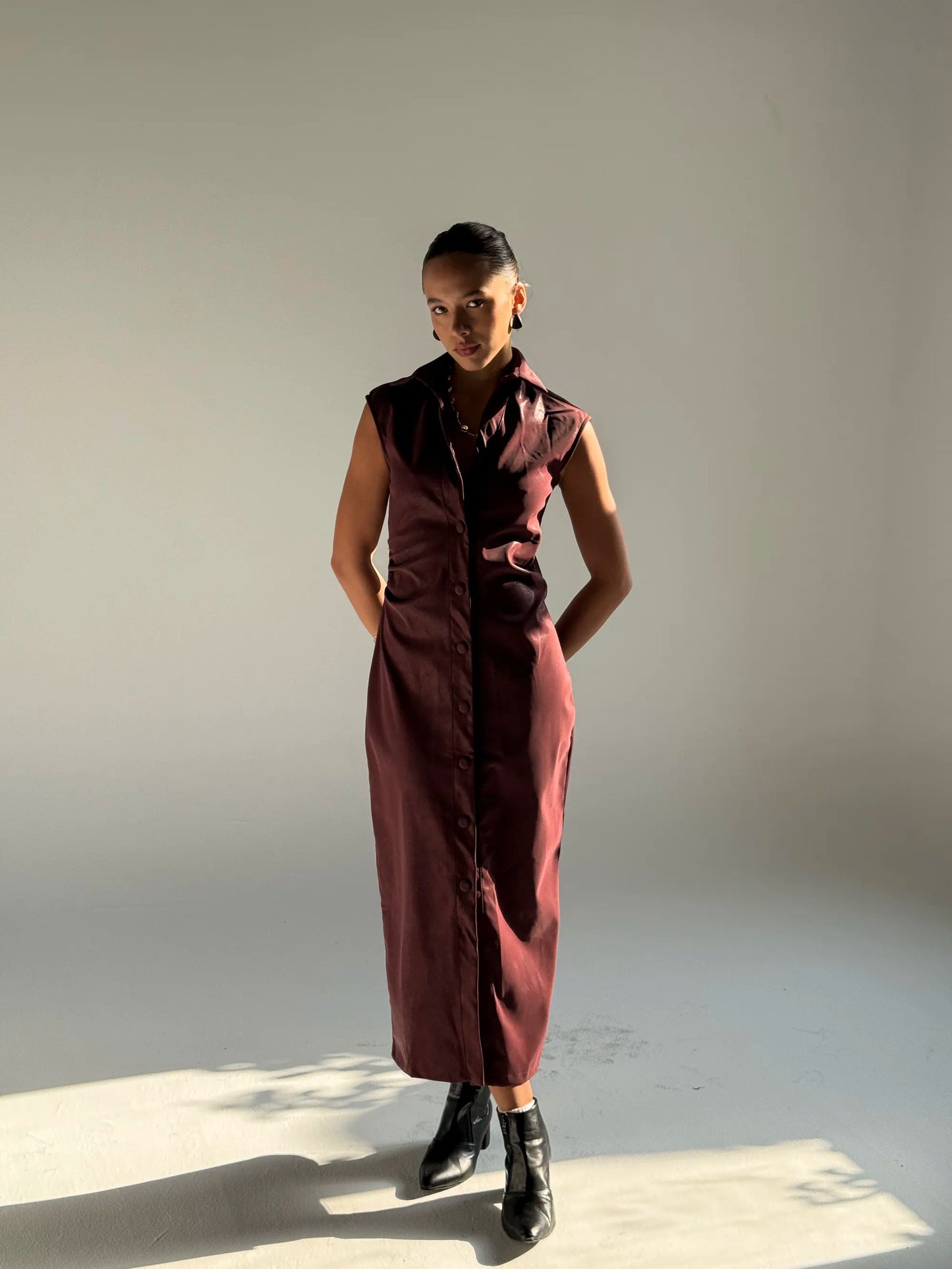 Vanguard Faux Leather Maxi -Burgundy