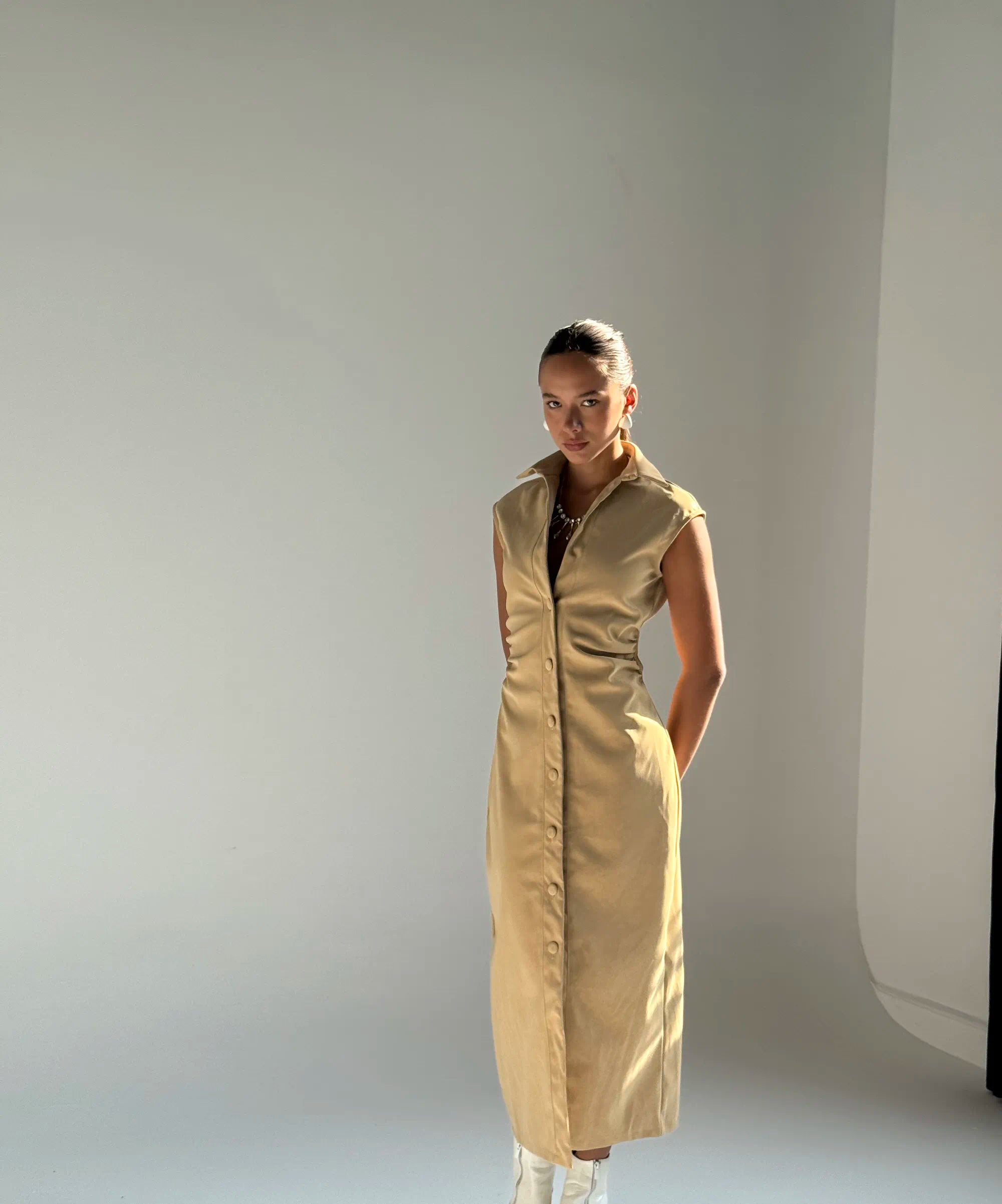Vanguard Faux Leather Maxi -Beige