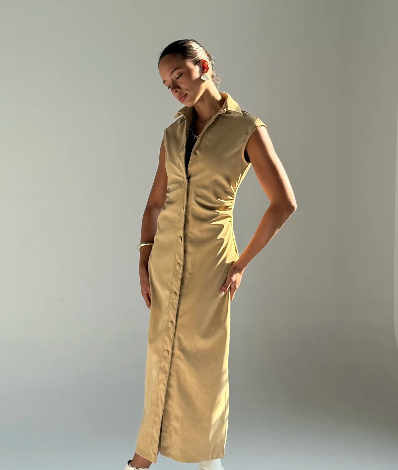 Vanguard Faux Leather Maxi -Beige