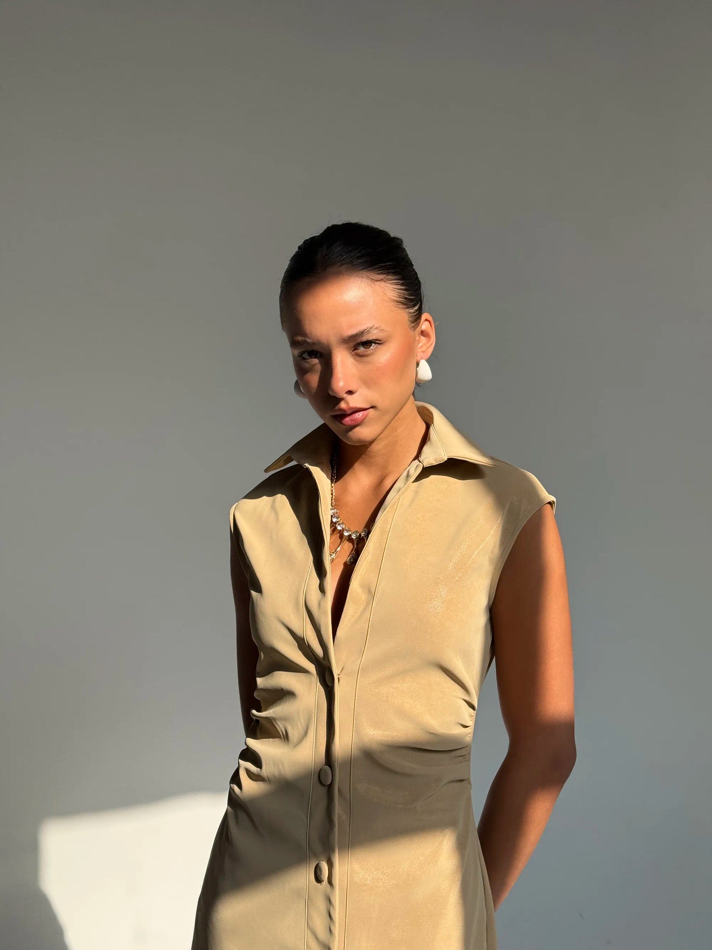 Vanguard Faux Leather Maxi -Beige