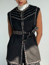 Effect Sleeveless Vest -Black