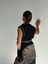 Effect Sleeveless Vest -Black