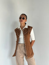 Effect Sleeveless Vest -Brown