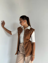 Effect Sleeveless Vest -Brown