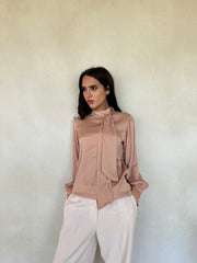 Satin Tie Neck Blouse