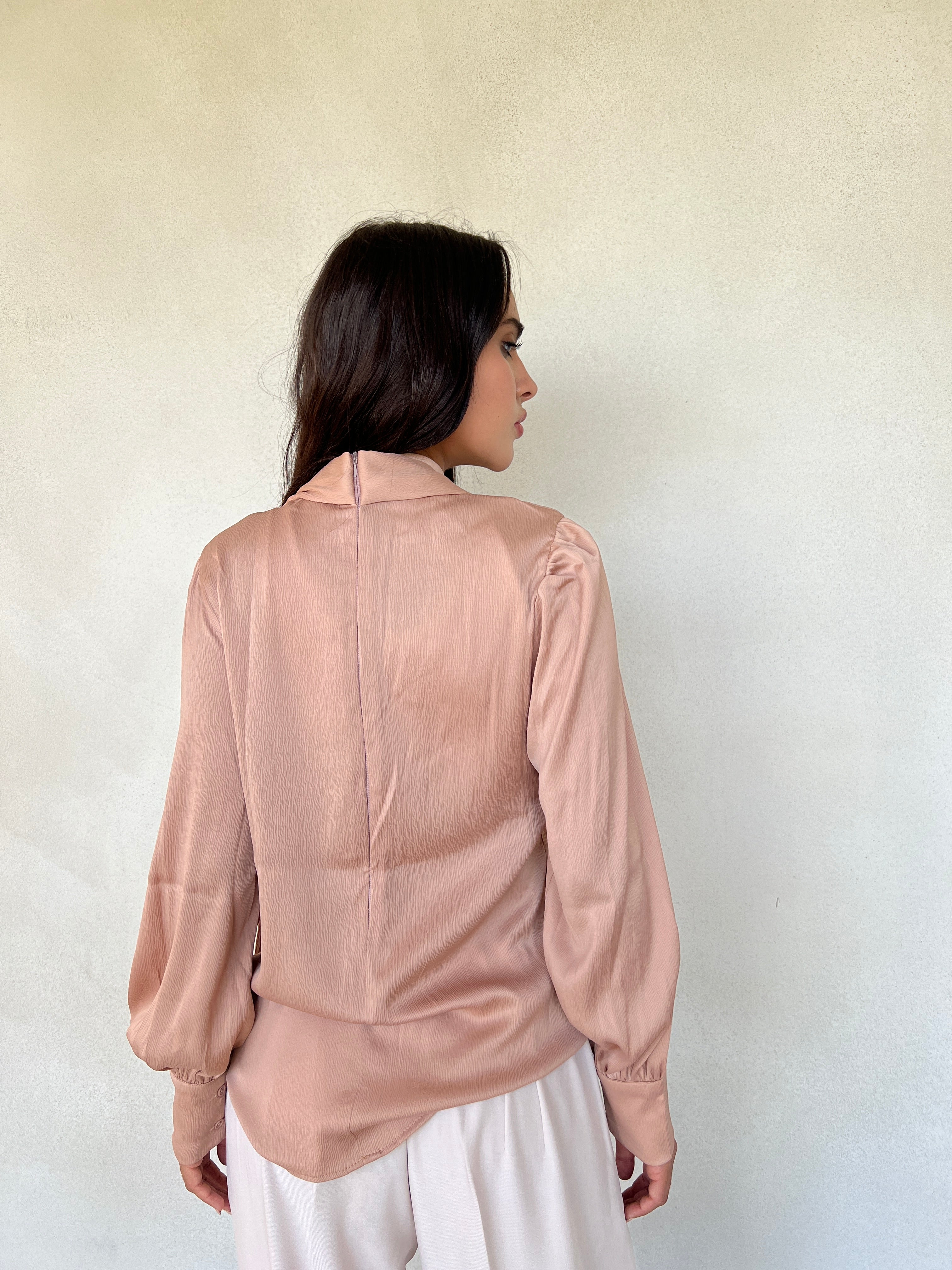 Satin Tie Neck Blouse