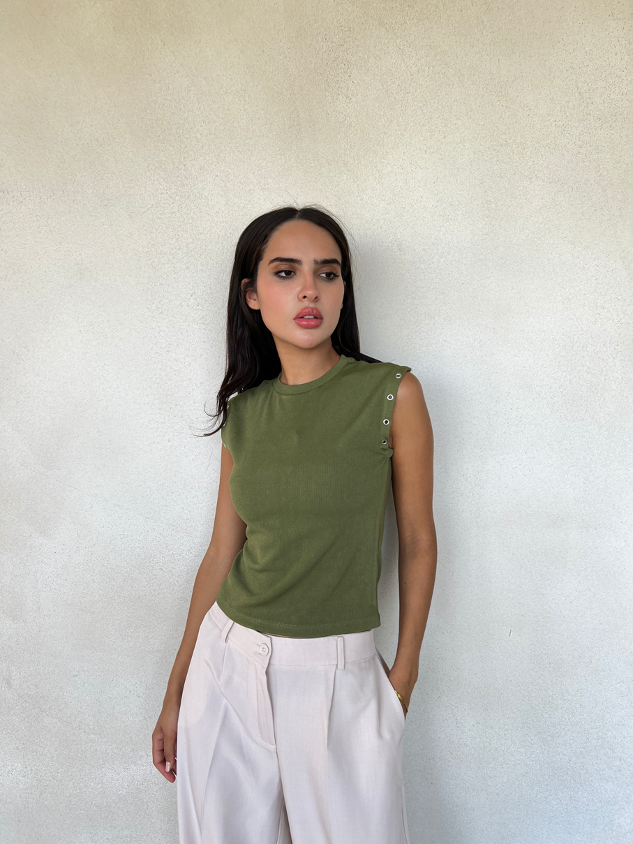 Sleeveless Ring-Detail Top