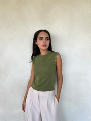 Sleeveless Ring-Detail Top
