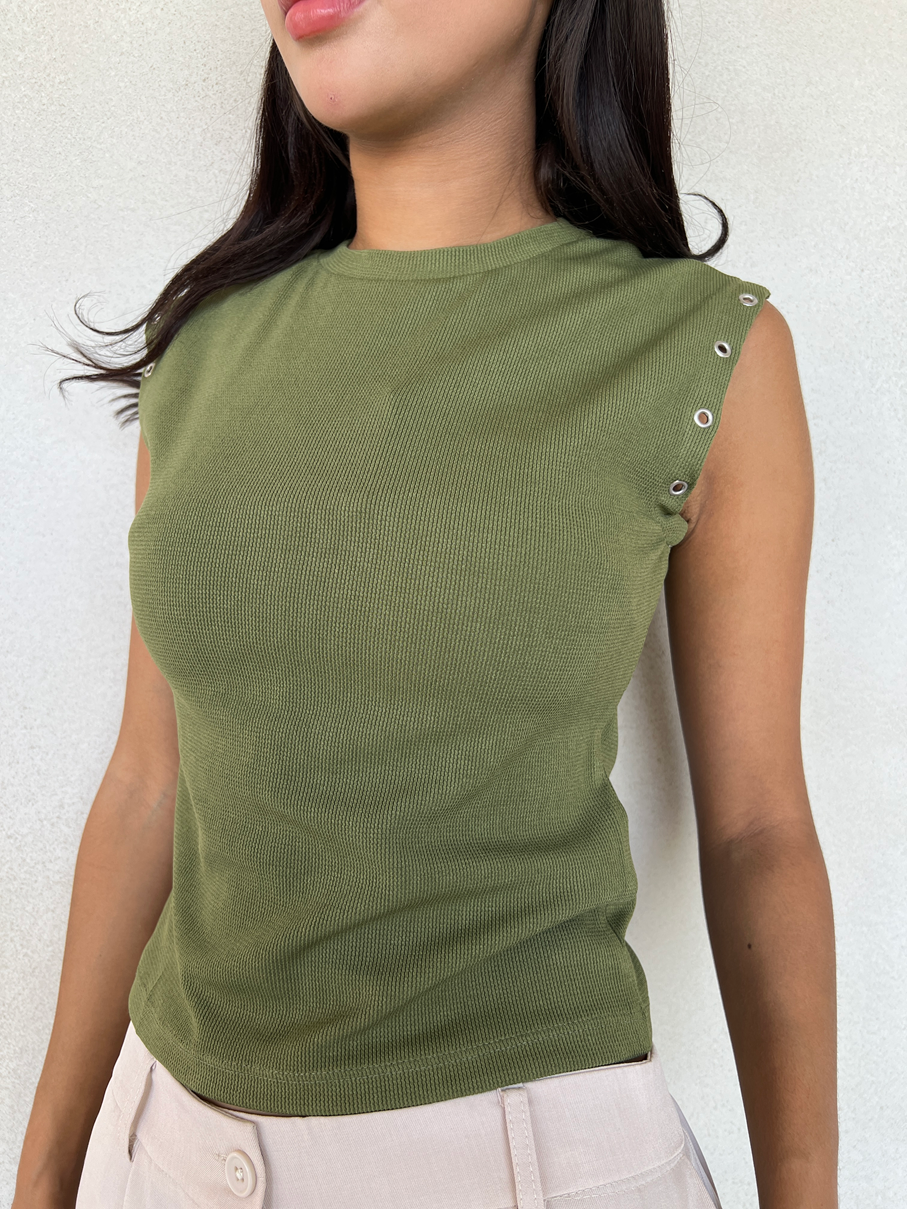 Sleeveless Ring-Detail Top
