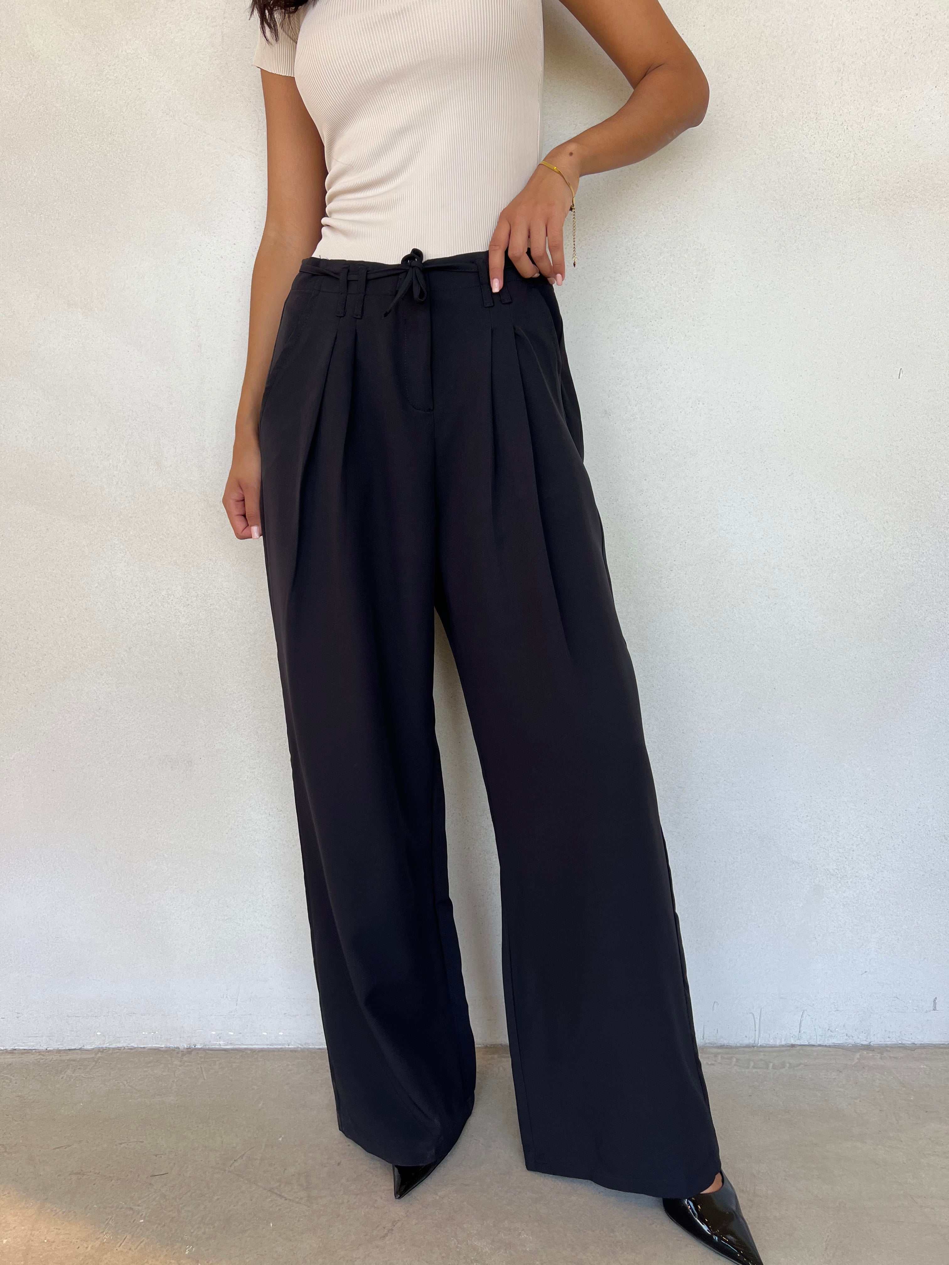 Drawstring wide-leg pants