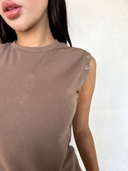 Sleeveless Ring-Detail Top