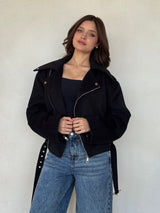 The Suede Biker Nomad Jacket -Black