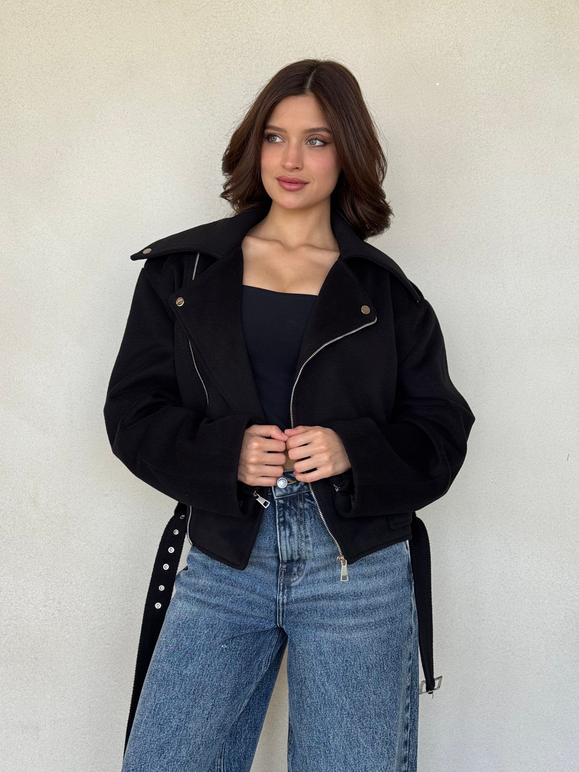 The Suede Biker Nomad Jacket -Black