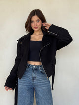 The Suede Biker Nomad Jacket -Black