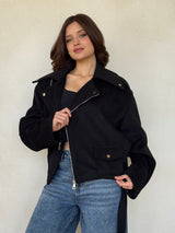 The Suede Biker Nomad Jacket -Black