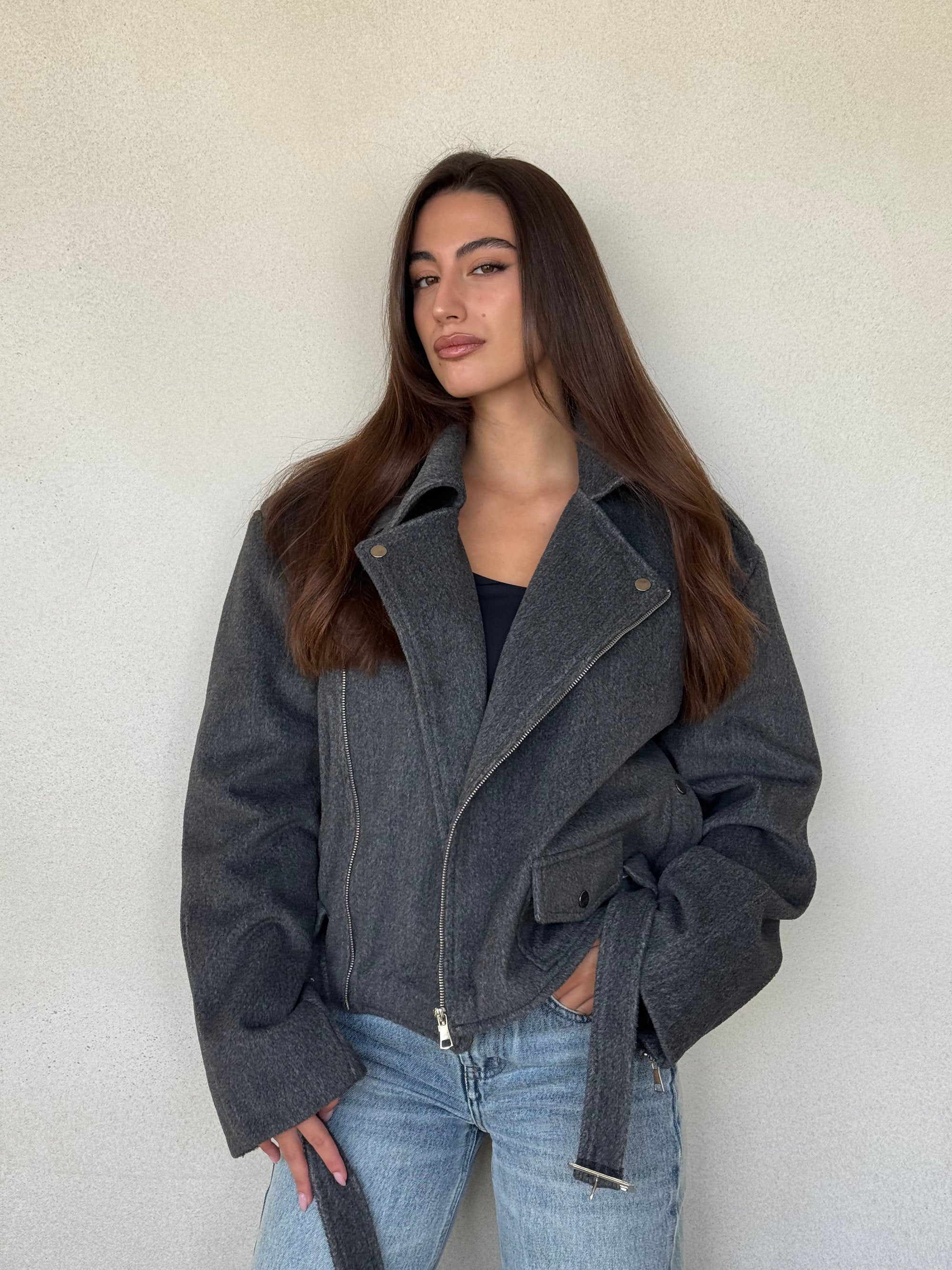 The Suede Biker Nomad Jacket -Gray