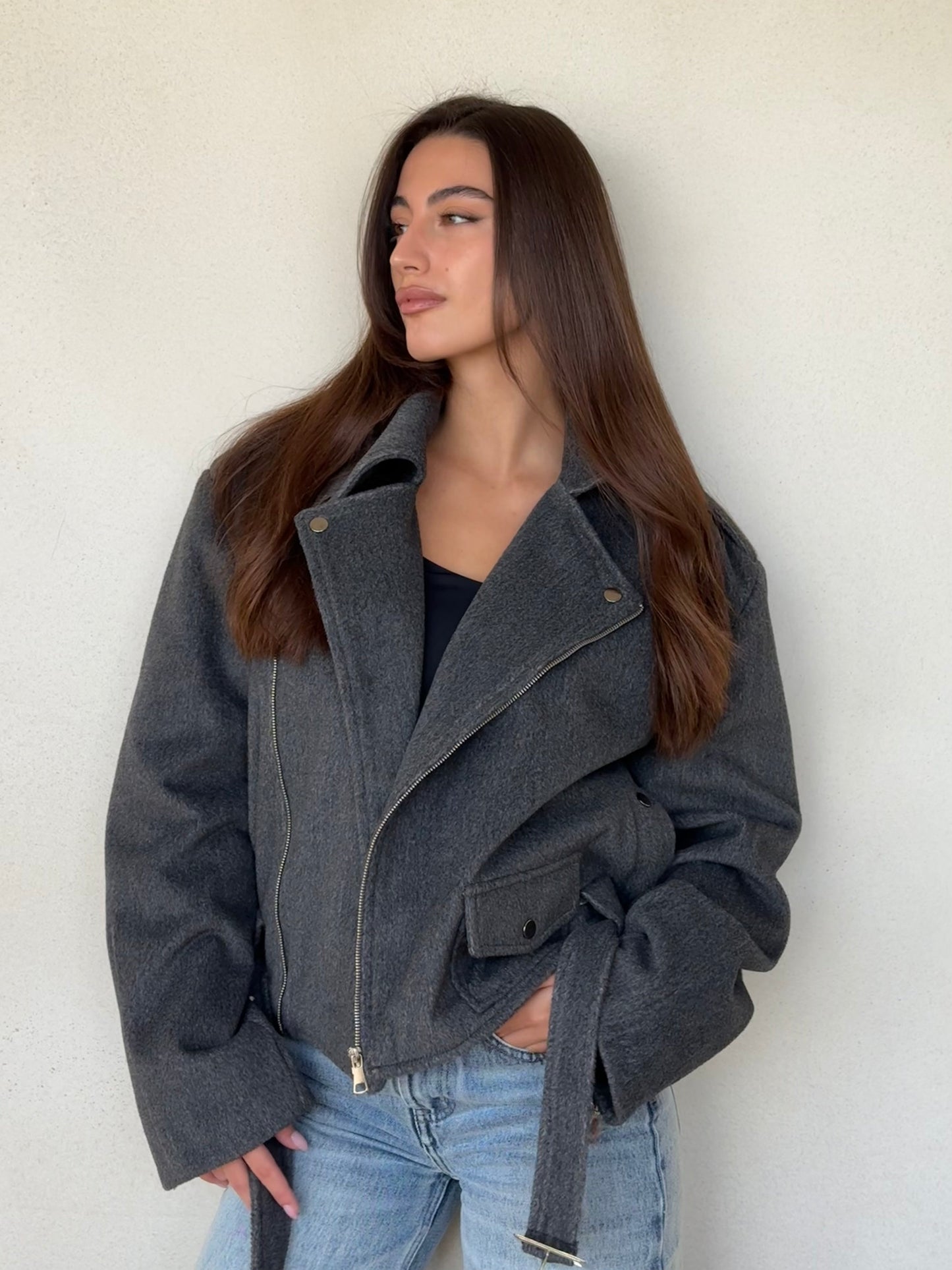 The Suede Biker Nomad Jacket -Gray