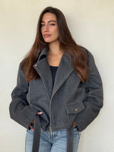 The Suede Biker Nomad Jacket -Gray