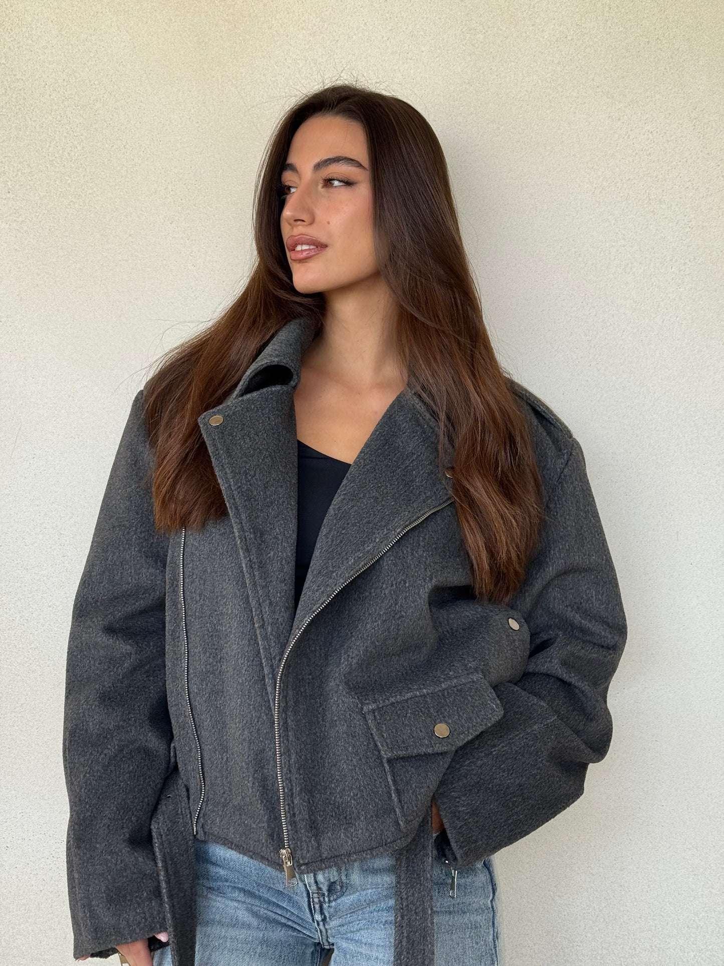 The Suede Biker Nomad Jacket -Gray
