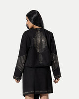 The Night-Star Embellished Suede Jacket -Black