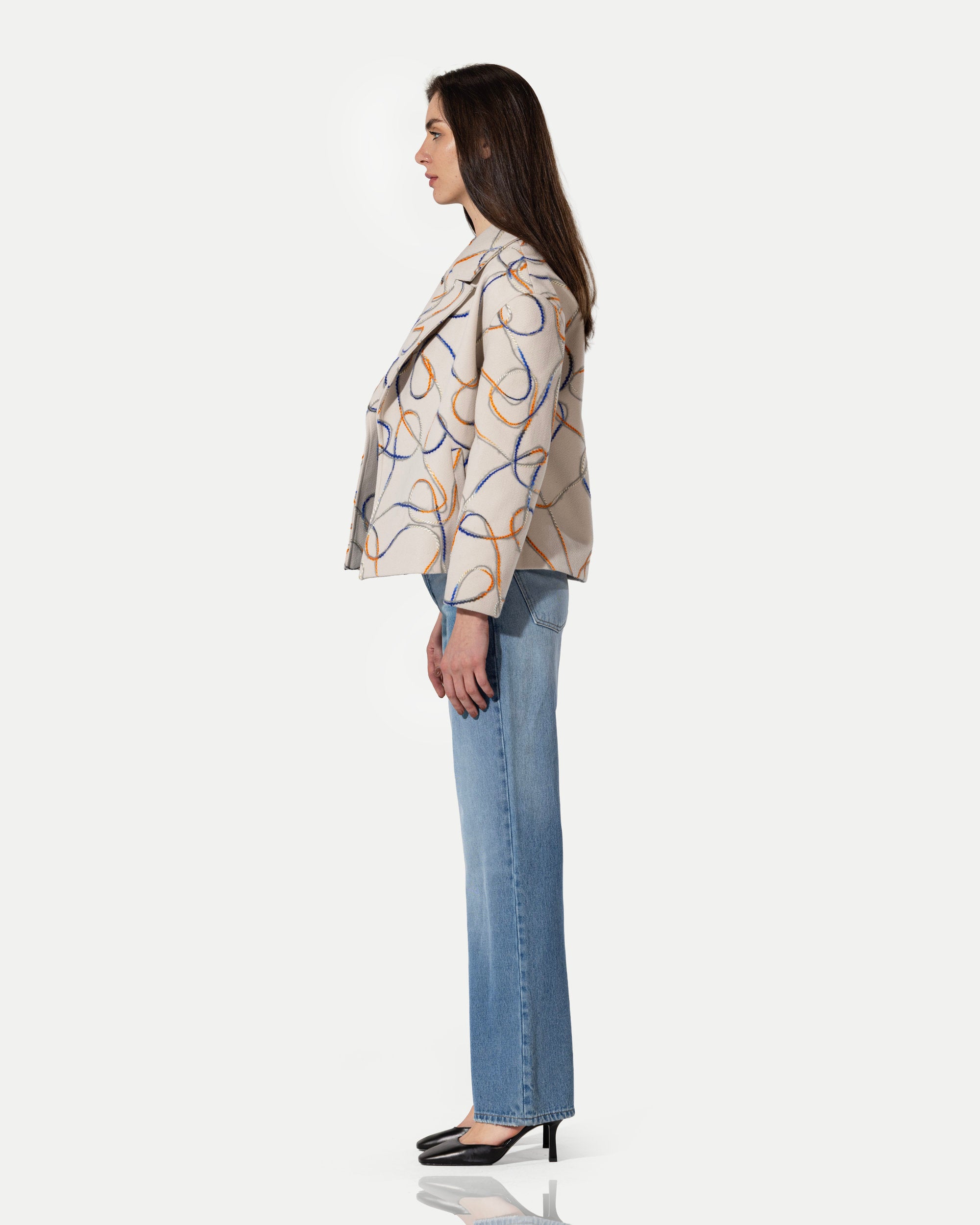 Artline Patterned Wool Jacket -Beige