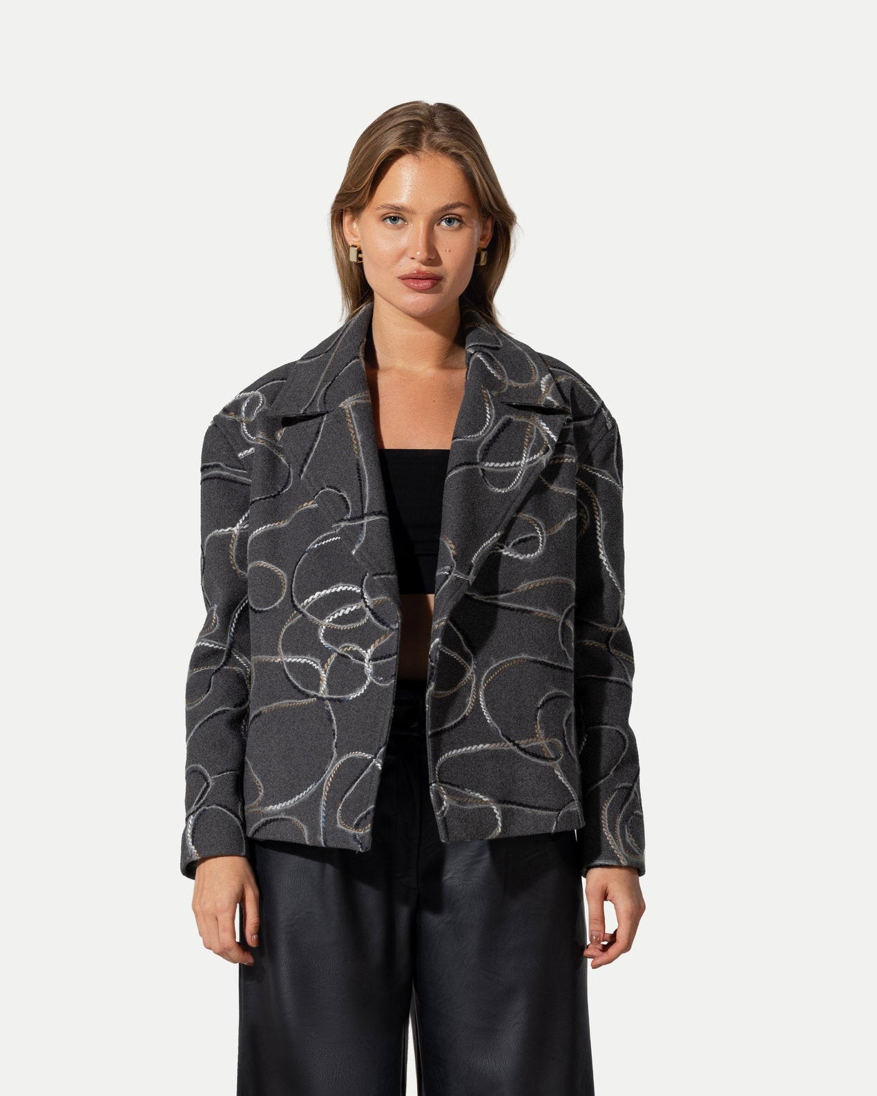 Artline Patterned Wool Jacket -Gray