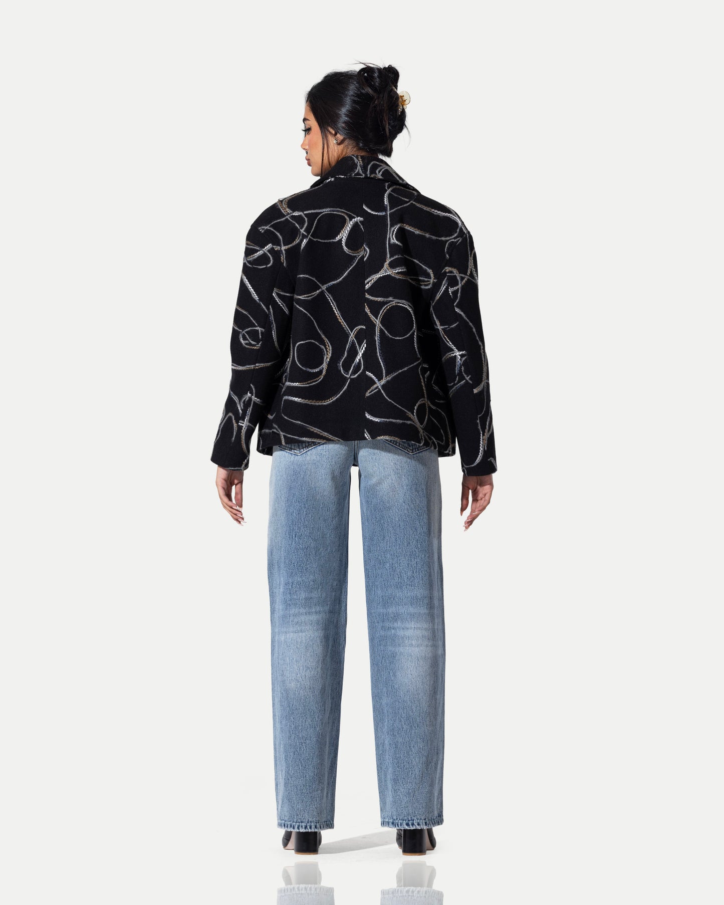 Artline Patterned Wool Jacket -Black