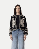 The Artisan Embroidered Cropped Jacket -Black