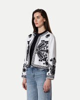 The Artisan Embroidered Cropped Jacket -White