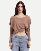 Off-Shoulder Blouse -Brown