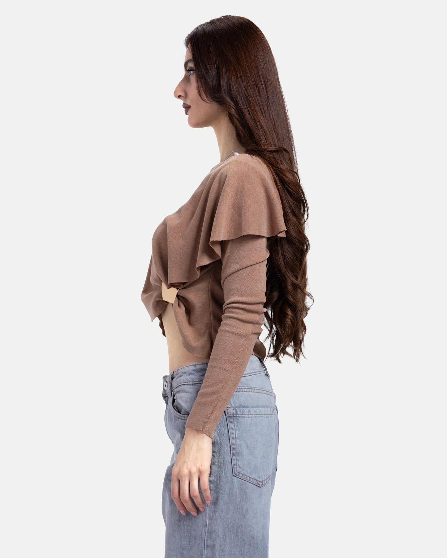 Off-Shoulder Blouse -Brown