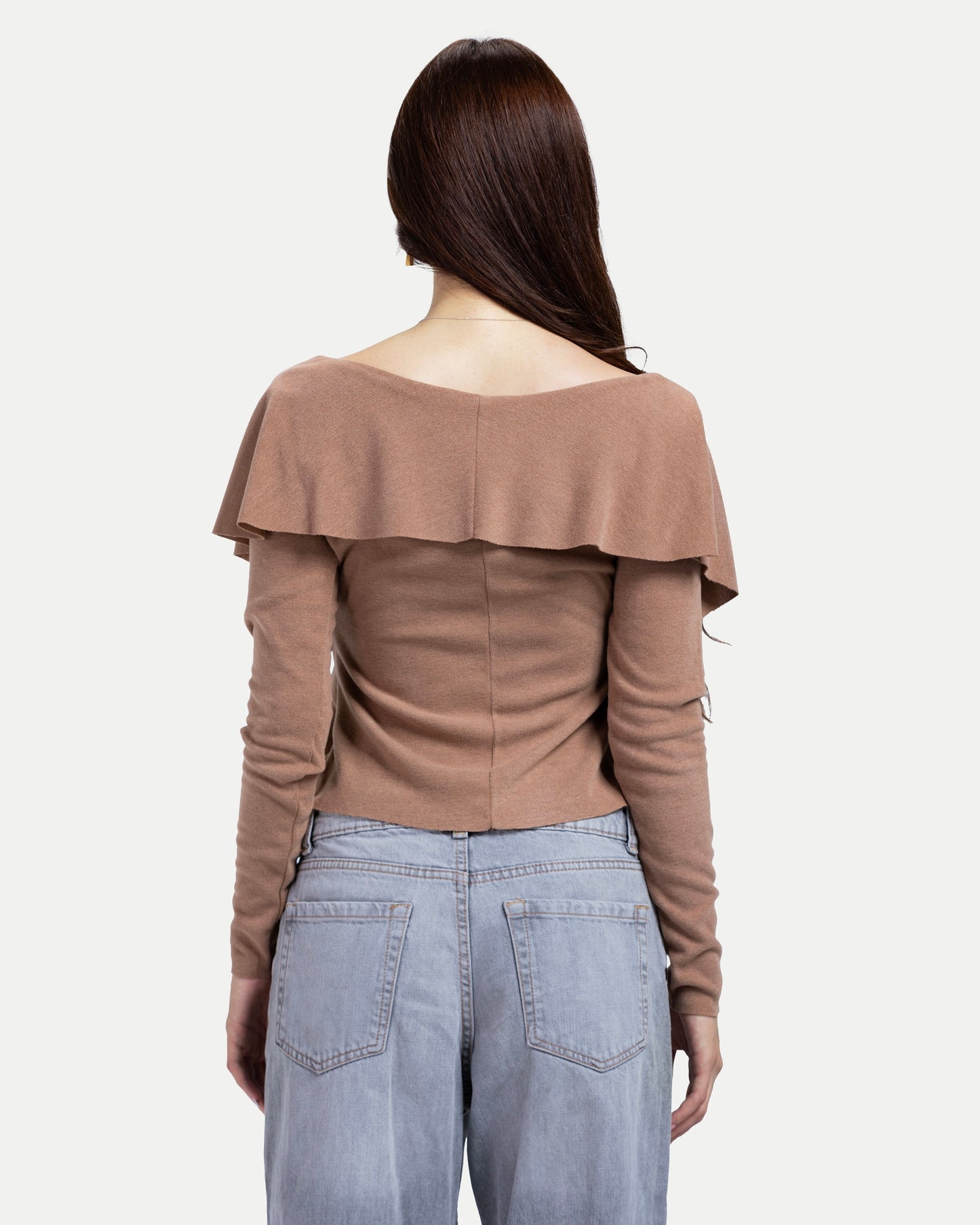 Off-Shoulder Blouse -Brown